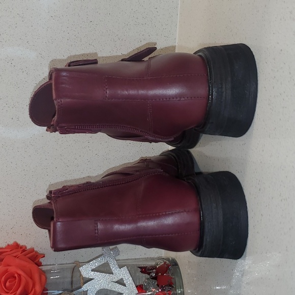 FREE PEOPLE Isla moto burgandy leather booties (sz 6) - Picture 4 of 8